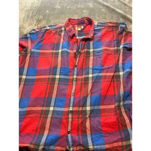 The Foundry Supply Co. Mens‎ 3XLT Red Blue Plaid Long Sleeve Flannel Shirt